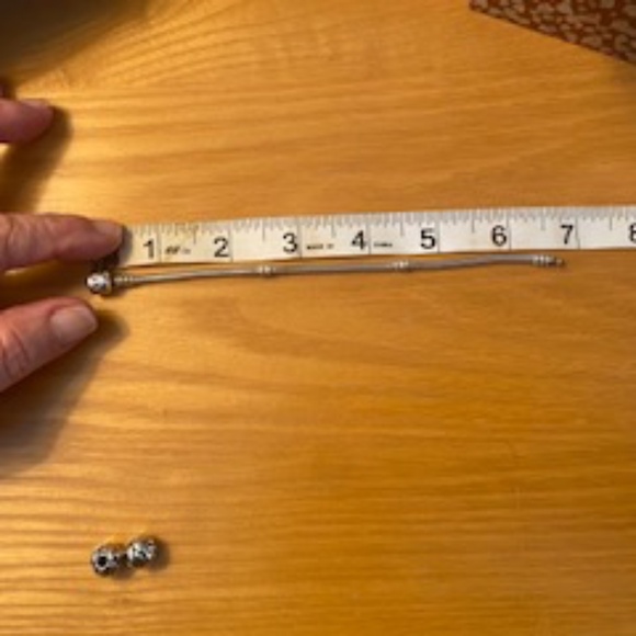 Pandora Silver Snake Chain Bracelet with 2 Spacer Charms - Picture 7 of 13